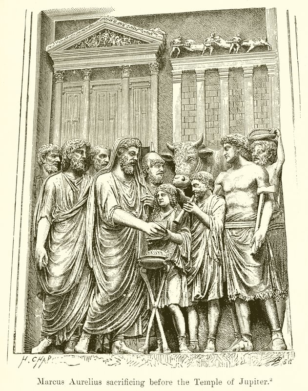 Marcus Aurelius offert voor de tempel van Jupiter door English School