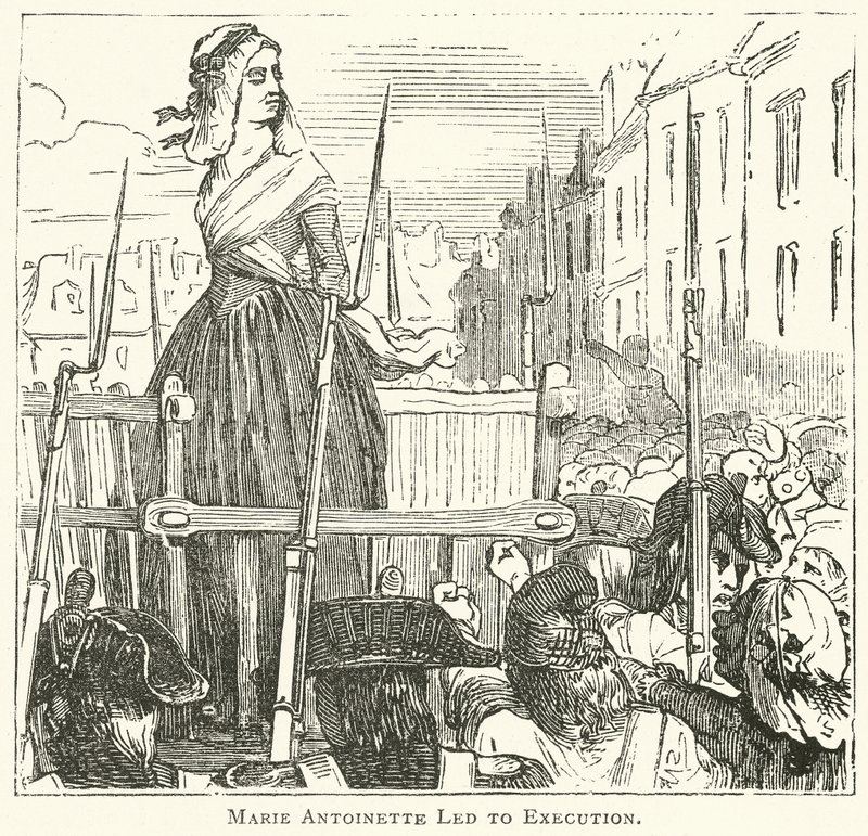 Marie Antoinette ter Executie (gravure) door English School