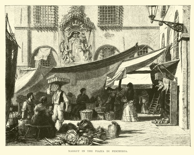 Markt op de Piazza di Pescheria door English School