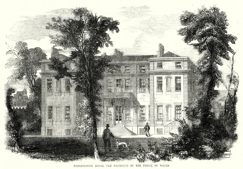 Marlborough House, de residentie van de Prins van Wales (gravure) door English School
