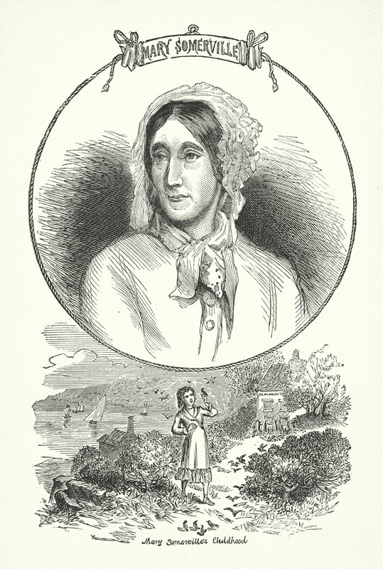 Mary Somerville, Schotse wetenschapper en schrijver (gravure) door English School