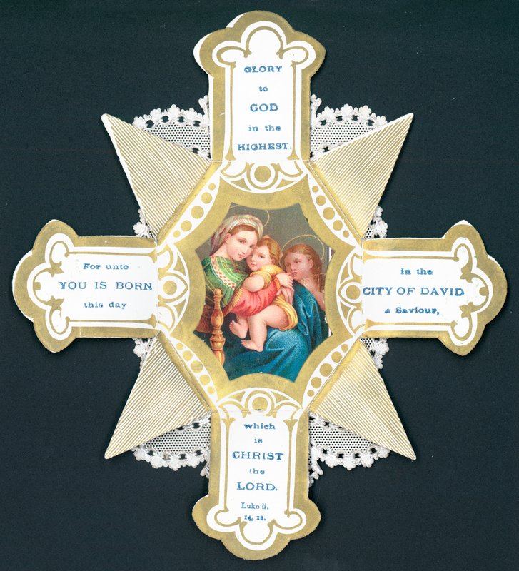 Maria en Baby Jezus, Kerstkaart door English School