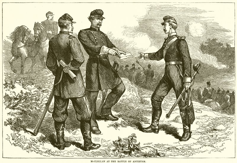 McClellan bij de Slag van Antietam door English School