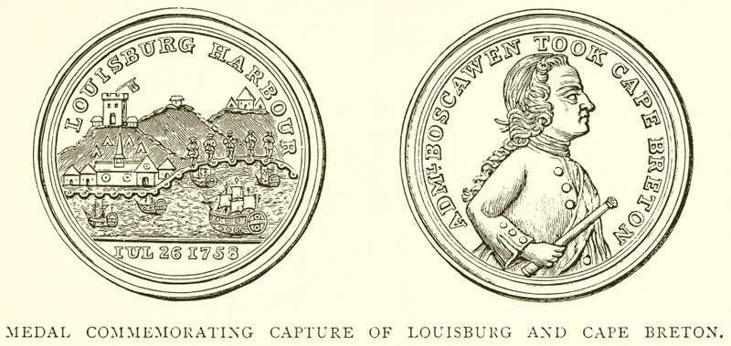 Medaille ter herdenking van de verovering van Louisburg en Cape Breton door English School
