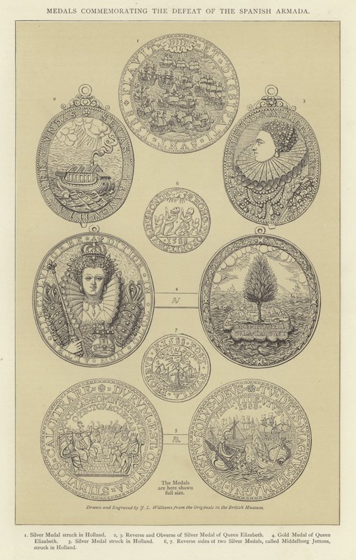 Medaille ter herdenking van de nederlaag van de Spaanse Armada door English School