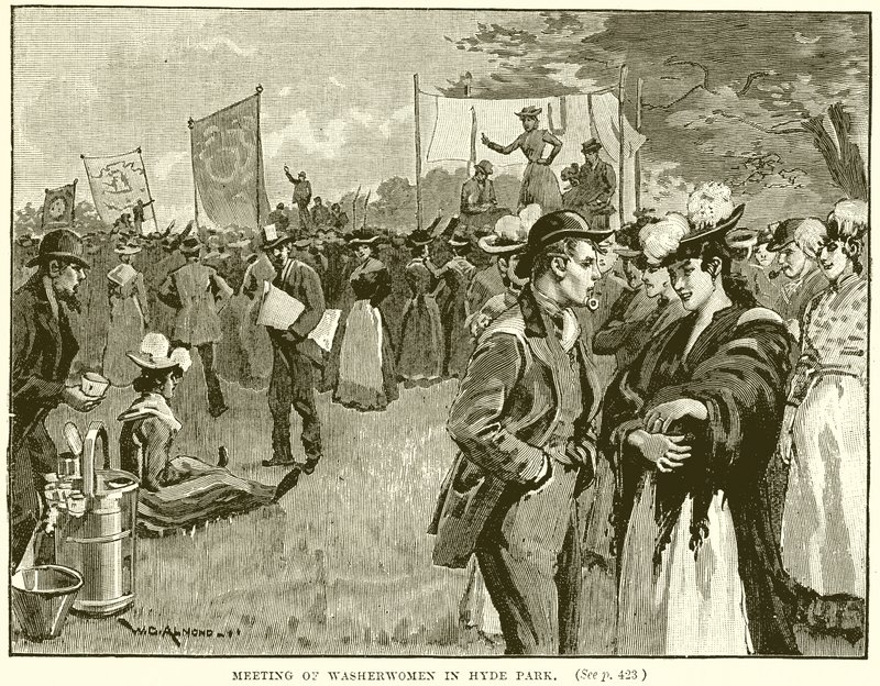 Vergadering van Wasvrouwen in Hyde Park door English School