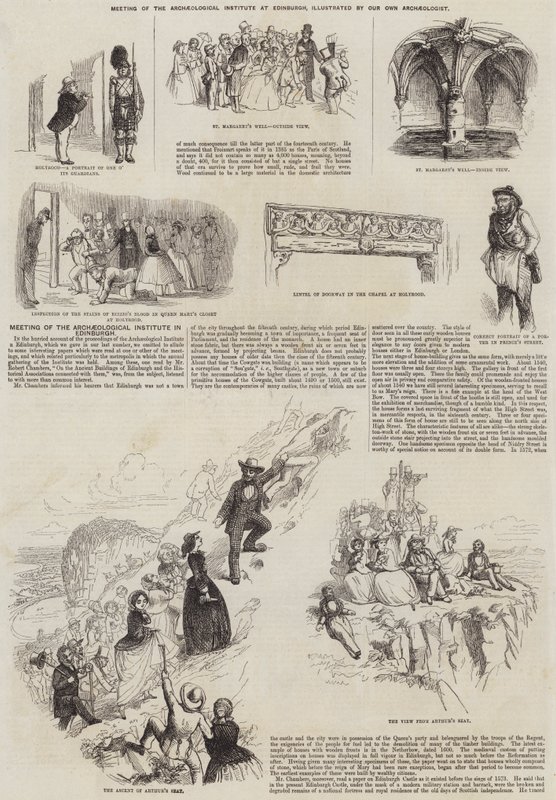 Bijeenkomst van het Archeologisch Instituut in Edinburgh (gravure) door English School