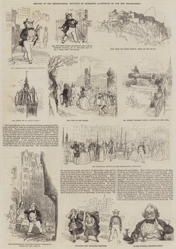 Bijeenkomst van het Archeologisch Instituut in Edinburgh (gravure) door English School