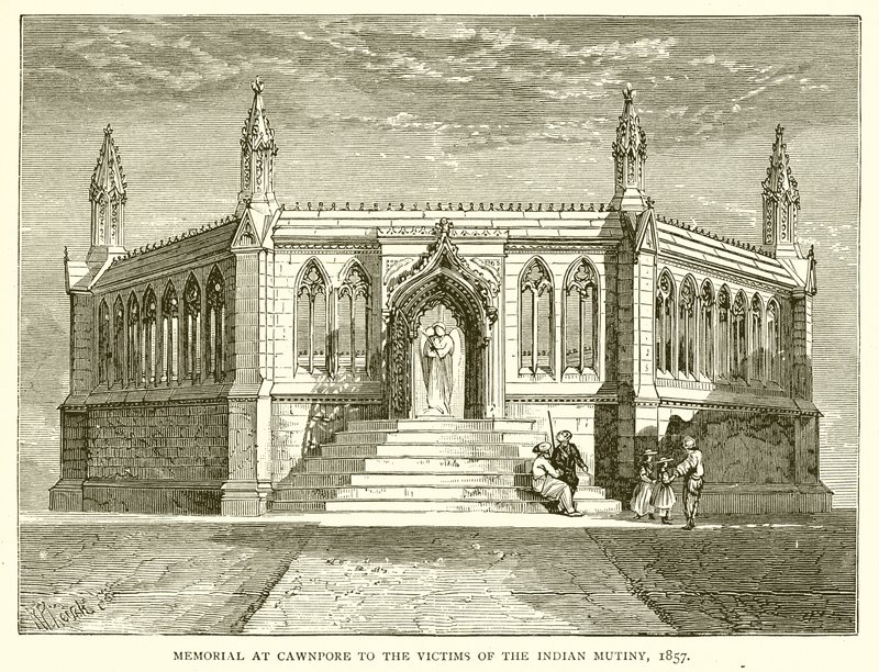 Gedenkteken in Cawnpore voor de slachtoffers van de Indiase opstand, 1857 door English School