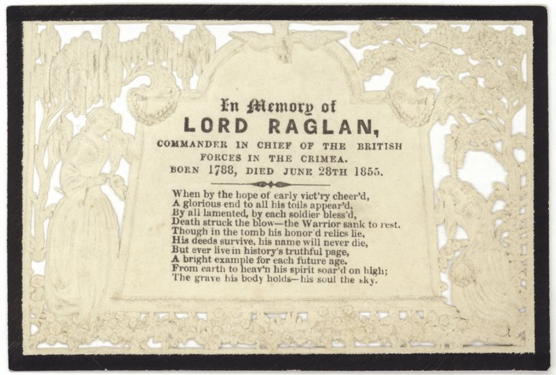 Gedenkkaart ter nagedachtenis aan Lord Raglan door English School