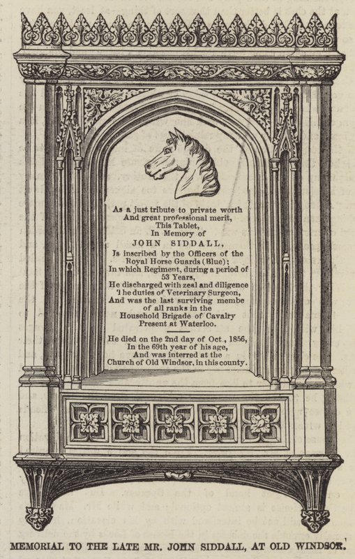 Gedenkteken voor wijlen de heer John Siddall, in Old Windsor door English School