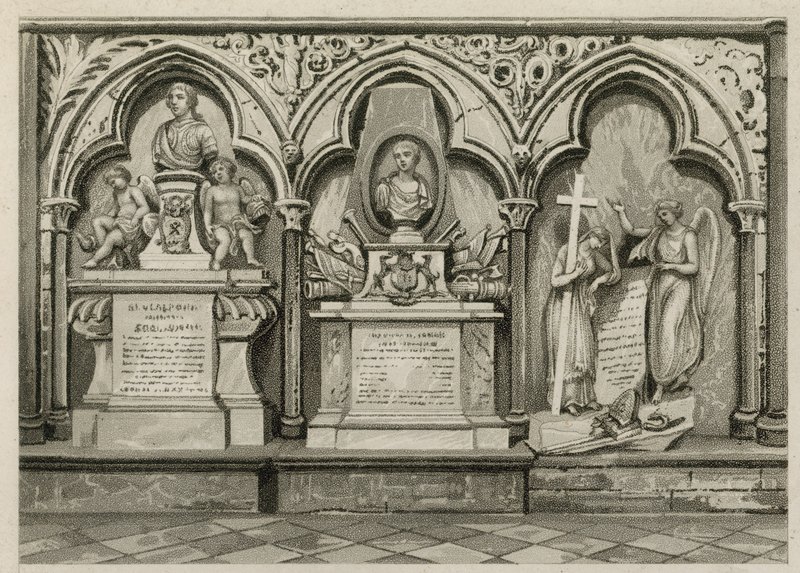 Gedenktekens en standbeelden in Westminster Abbey, Londen door English School