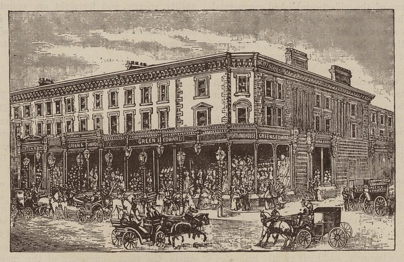 Messrs Green en Edwards, Kleermakers, Outfitters, enz., 2, 4, 6, 8 en 14, Circus Road, St John