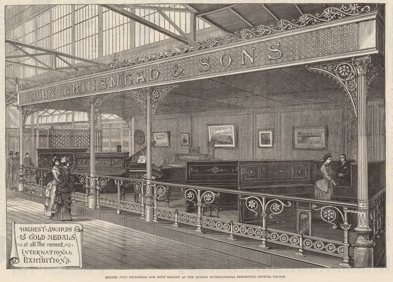 Tentoonstelling van John Brinsmead en Zonen bij de London International Exhibition, Crystal Palace door English School