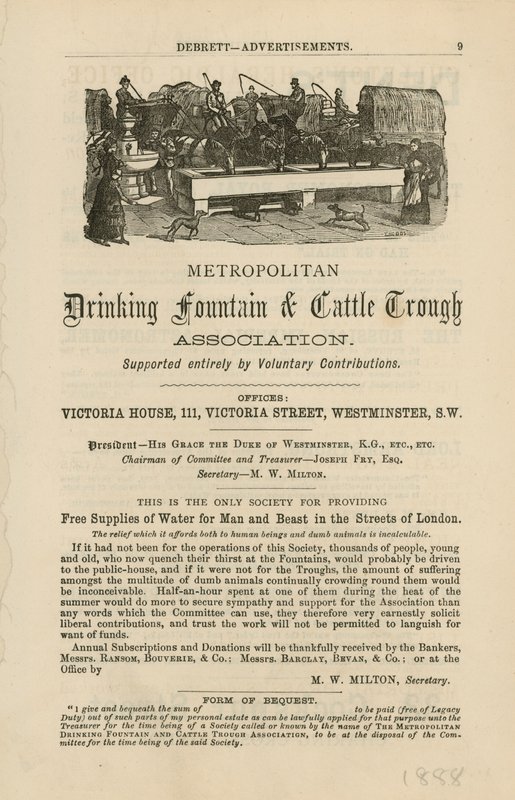 Metropolitan Drinking Fountain & Cattle Trough Association door English School