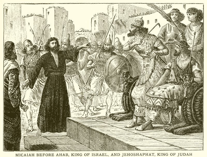 Micha voor Achab, koning van Israël, en Josafat, koning van Juda door English School