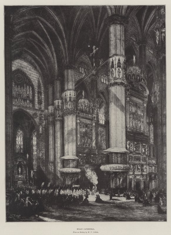 Kathedraal van Milaan (litho) door English School