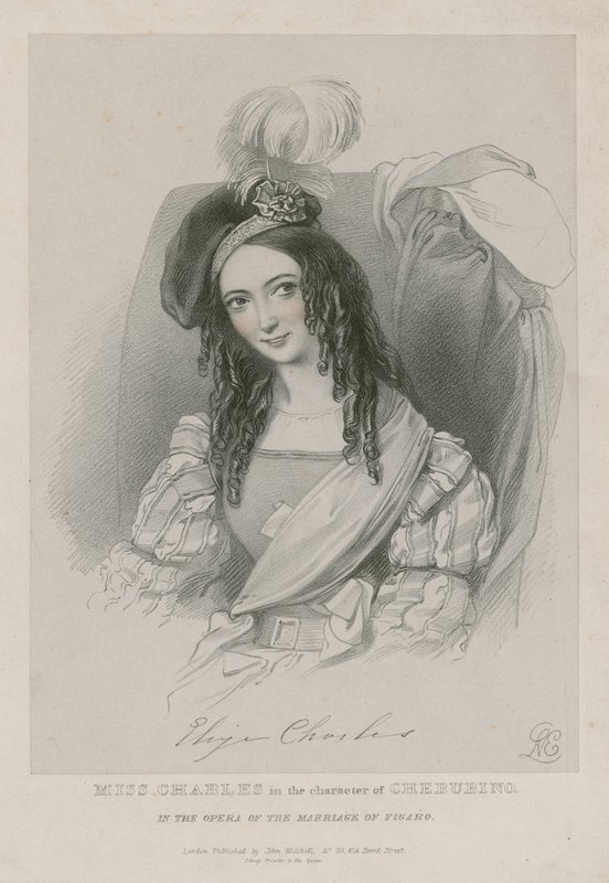 Miss Charles in de rol van Cherubino in de opera De bruiloft van Figaro door English School