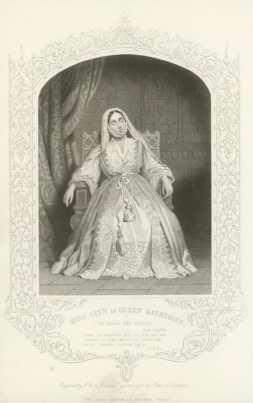 Miss Glyn als Koningin Katherine in Henry de Achtste door English School