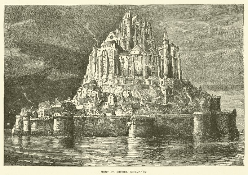 Mont St Michel, Normandië (gravure) door English School