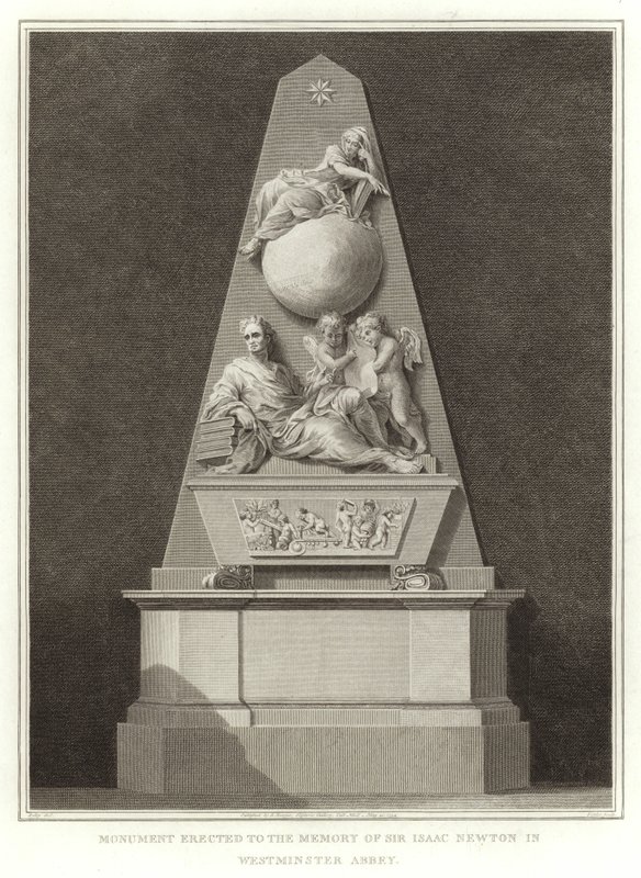 Monument opgericht ter nagedachtenis aan Sir Isaac Newton in Westminster Abbey door English School