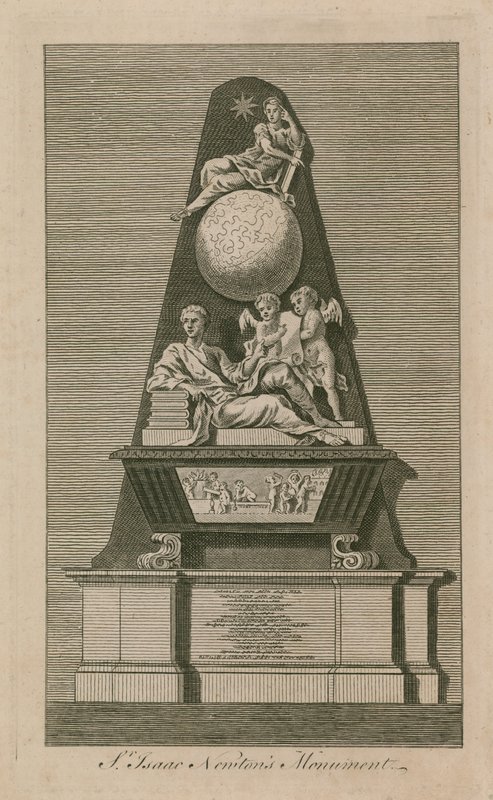 Monument van Sir Isaac Newton in Westminster Abbey door English School
