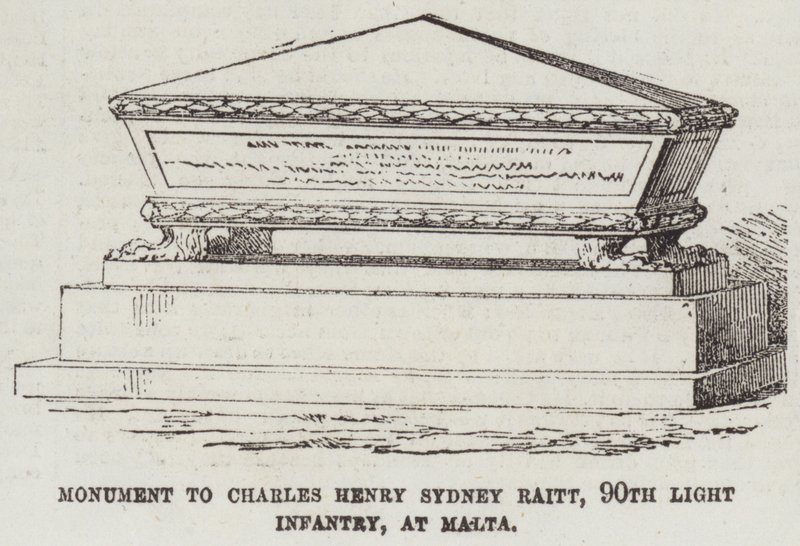 Monument voor Charles Henry Sydney Raitt, 90th Light Infantry, in Malta door English School