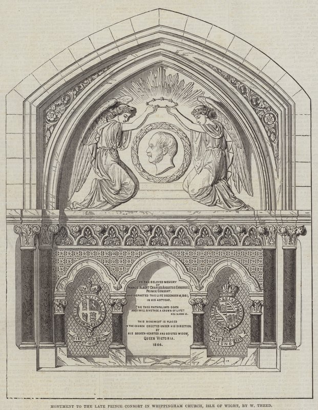 Monument voor de overleden prins-gemaal in Whippingham Church, Isle of Wight, door W Theed (gravure) door English School