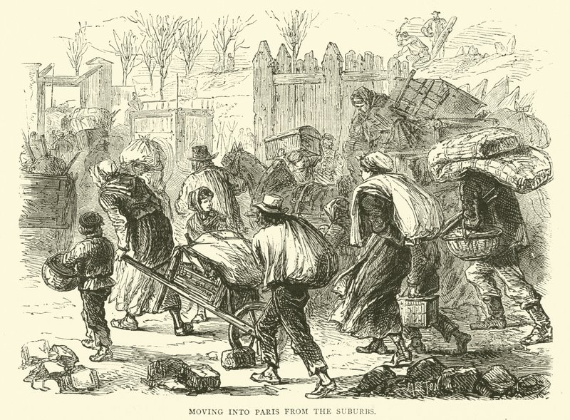 Verhuizen naar Parijs vanuit de buitenwijken, december 1870 door English School