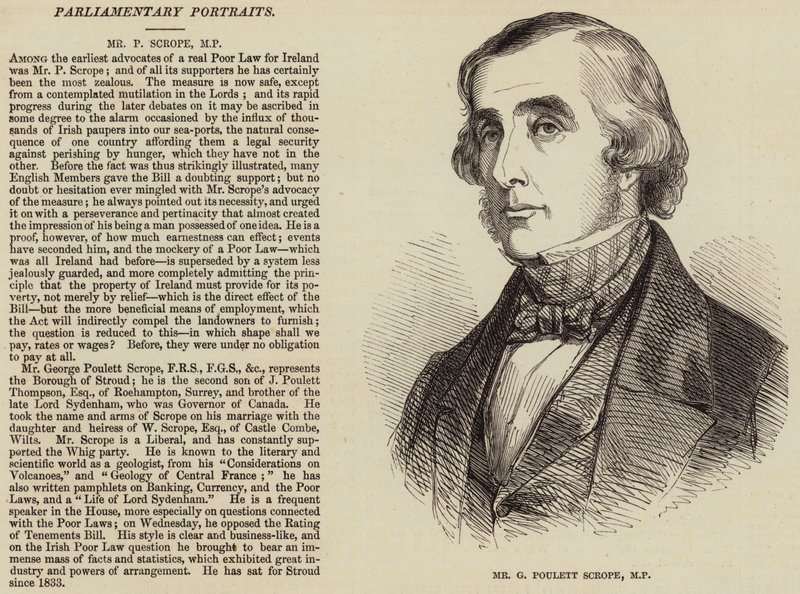 De heer G Poulett Scrope, MP (gravure) door English School