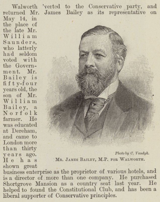 Mr James Bailey, MP voor Walworth (gravure) door English School
