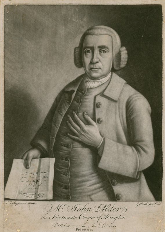 De heer John Alder, de gelukkige kuiper van Abingdon, loterijwinnaar door English School