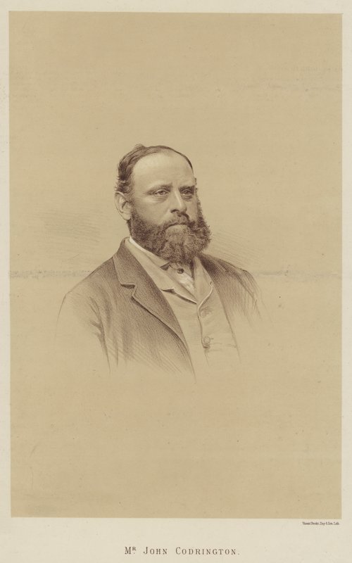 De heer John Codrington (litho) door English School