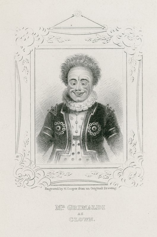 De heer Joseph Grimaldi als Clown door English School