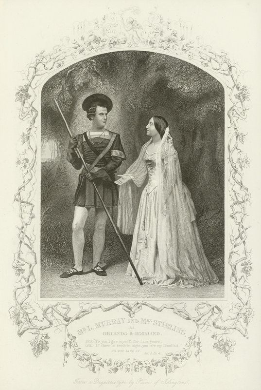 Meneer L Murray en Mevrouw Stirling als Orlando en Rosalind, Zoals U Het Wilt, Act V, scène iv door English School
