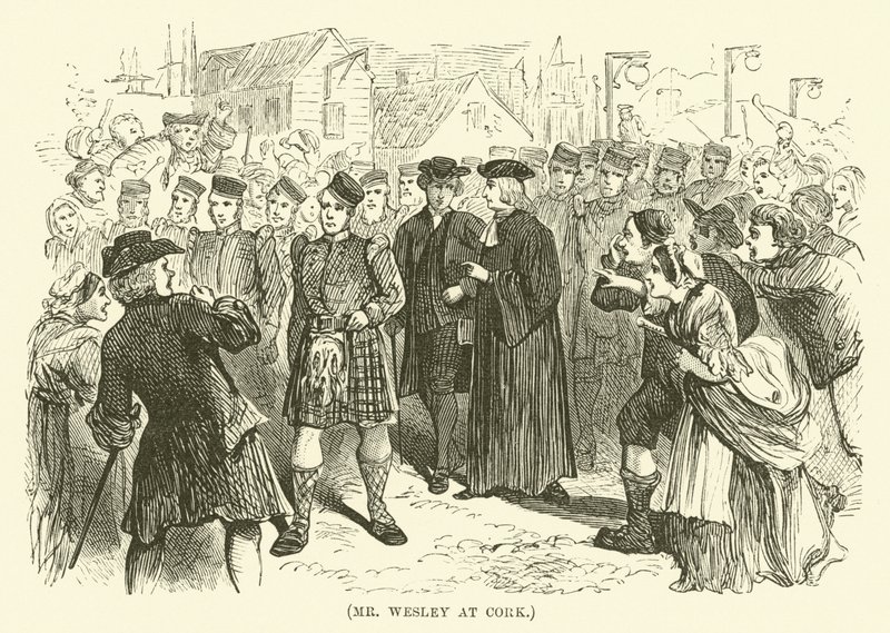 Mr Wesley in Cork (gravure) door English School