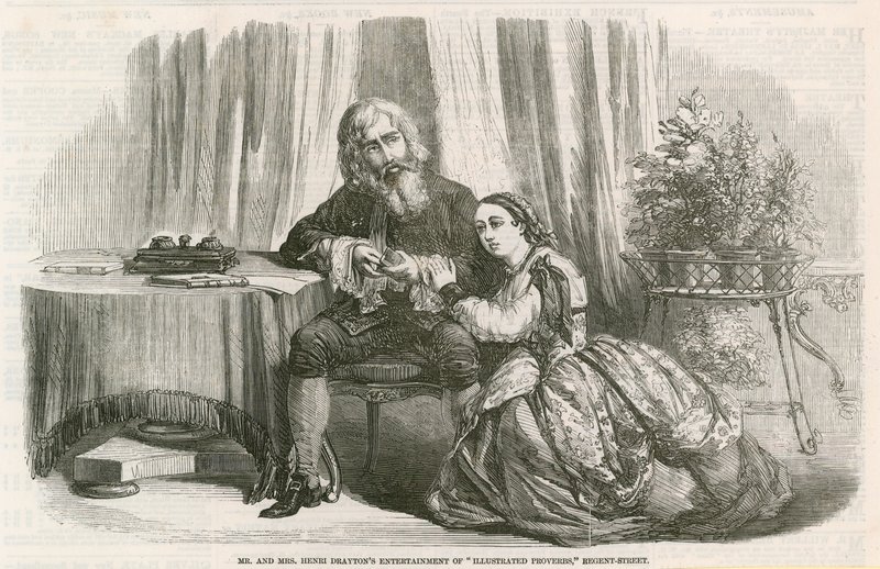 Vermaak van de heer en mevrouw Henri Drayton met geïllustreerde spreekwoorden, Regent Street, Londen door English School