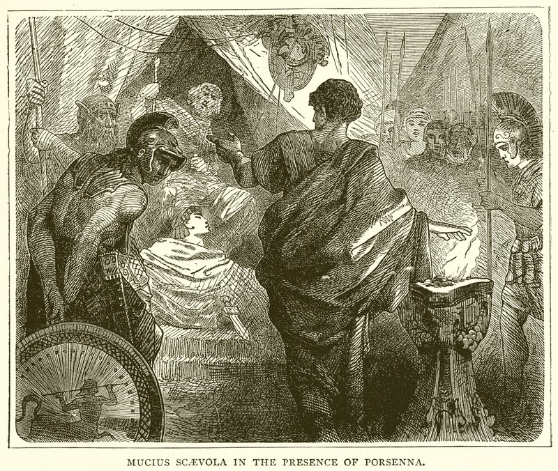 Mucius Scaevola in de aanwezigheid van Porsenna door English School