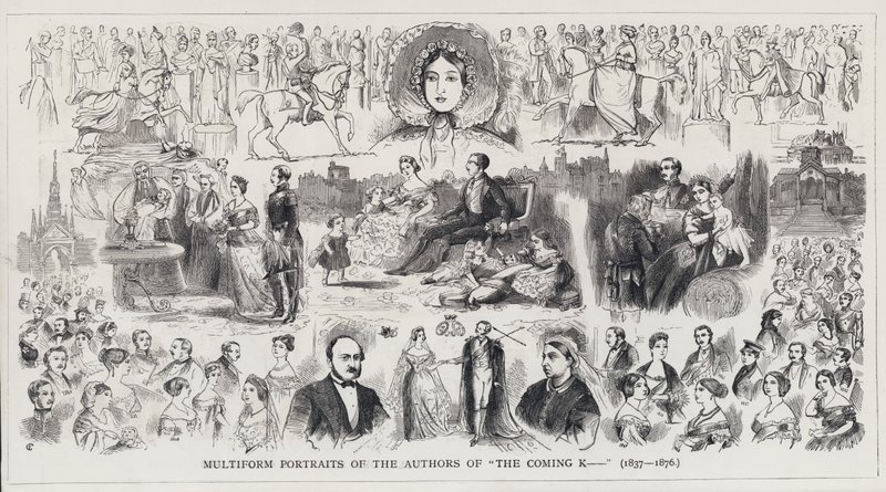 Multiforme Portretten van de Auteurs van The Coming K... (gravure) door English School
