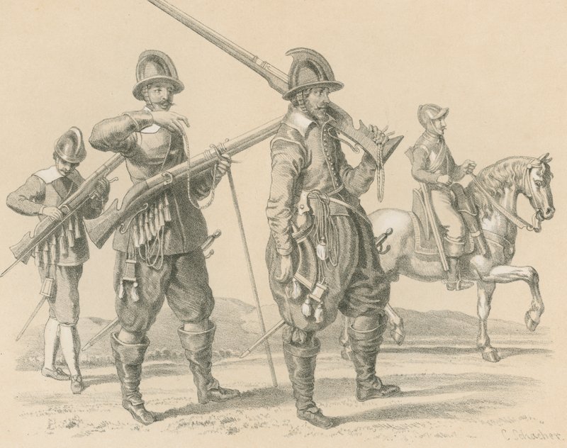 Musketeers of Fuseliers en Cavalerie, Rond 1650 door English School