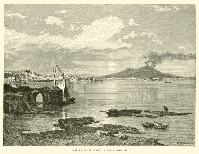 Napels, met Vesuvius, vanaf Posilippo door English School