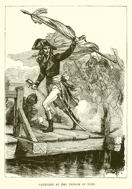 Napoleon bij de brug van Lodi door English School