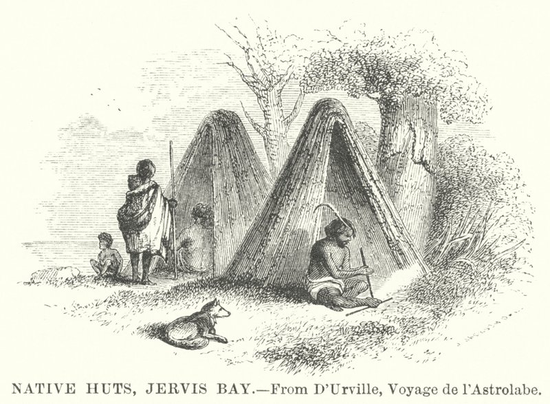 Native Huts, Jervis Bay (gravure) door English School