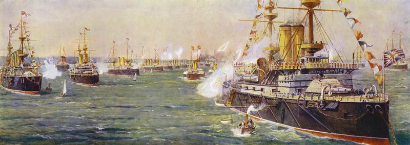 Marineparade bij Spithead voor het diamanten jubileum van koningin Victoria door English School