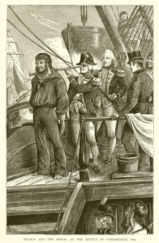 Nelson en het Signaal bij de Slag om Kopenhagen, 1801 door English School