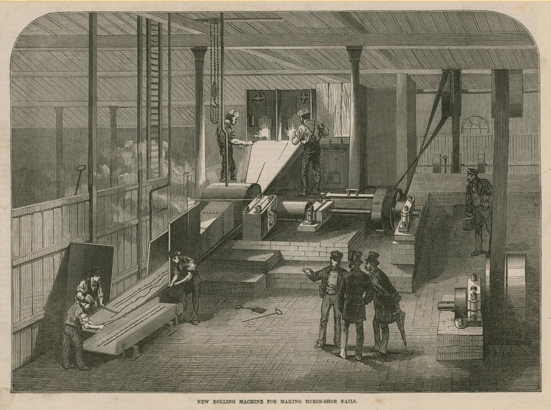Nieuwe Bolling Machine voor het maken van hoefijzernagels door English School