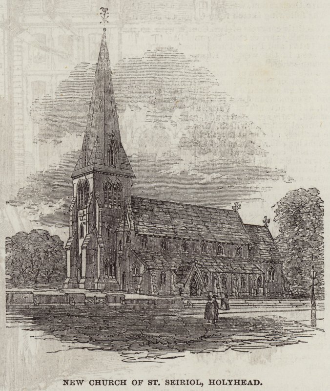 Nieuwe kerk van St Seiriol, Holyhead (gravure) door English School