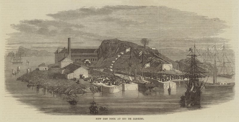 Nieuwe Droge Dok in Rio de Janeiro (gravure) door English School