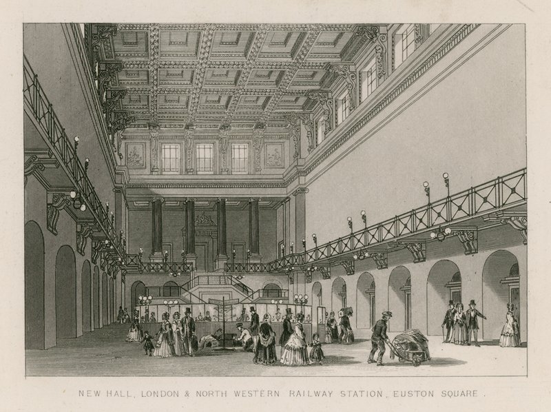Nieuwe Hal, London en North Western Railway Station, Euston Square, Londen door English School