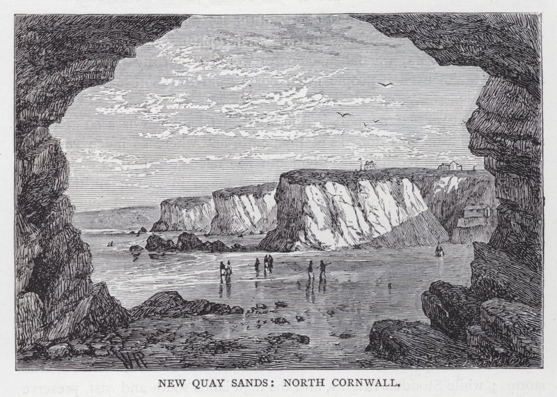 New Quay Sands, Noord-Cornwall (gravure) door English School